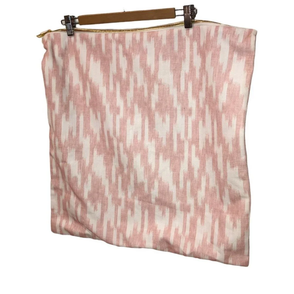 pink IKAT khaki LINEN backed gold zipper pillow cover 22